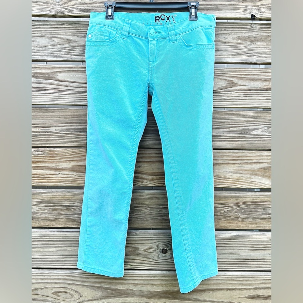 ROXY Turquoise Blue Women’s Jean/Pants Cotton Size 9 Cropped